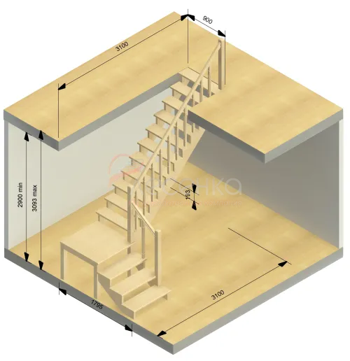 Деревянная межэтажная лестница ЛЕС-08 - фото 5